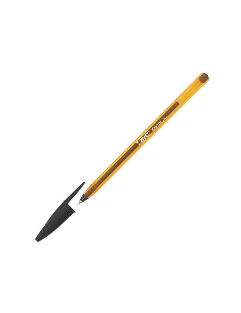 BIC® Orange Bolígrafo de punta de bola, punta fina de 0,8 mm, cuerpo naranja,  tinta negra - Bolígrafos tinta aceite con tapón Kalamazoo