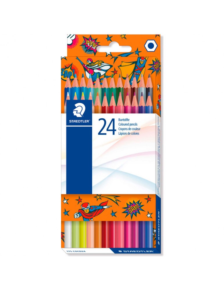Staedtler - Caja de 24 lápices hexagonales de colores - COMIC