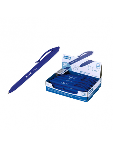 Bolígrafo retráctil MILAN P1 de color azul 1 mm (Caja 25 unidades)