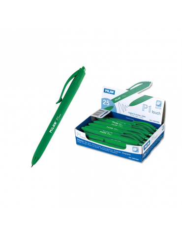 Bolígrafo retráctil MILAN P1 de color verde 1 mm (Caja 25 unidades)