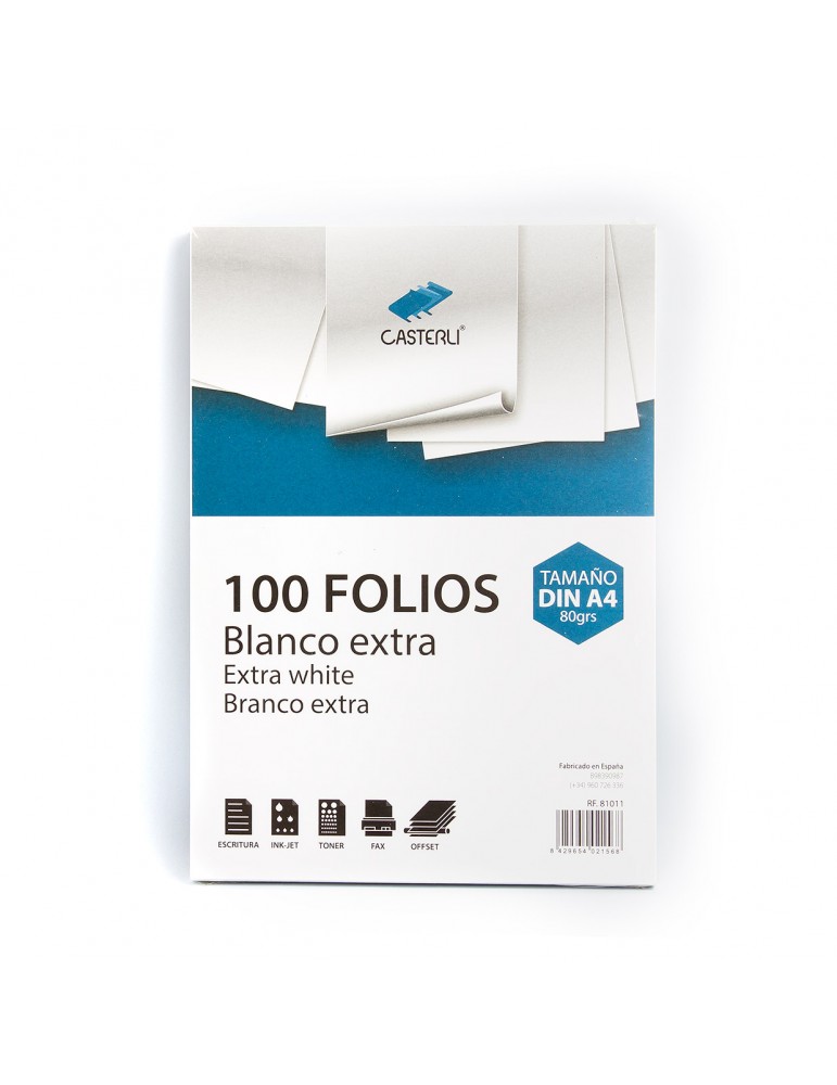 Paquete De Folios A4 + 100 Fundas Trasparentes De 80 Con 500 Hojas Blancas,  Papel Multifuncional
